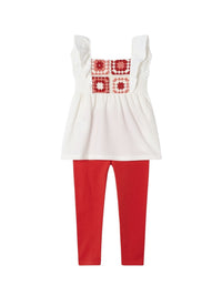 Conj. leggings crochet Granadina (Vermelho)  para Menina - Mayoral
