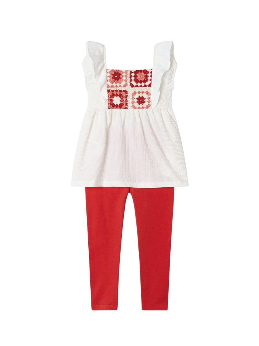 Conj. leggings crochet Granadina (Vermelho)  para Menina - Mayoral