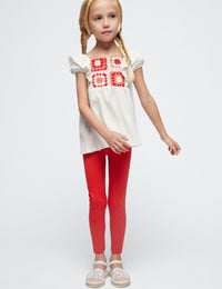 Conj. leggings crochet Granadina (Vermelho)  para Menina - Mayoral