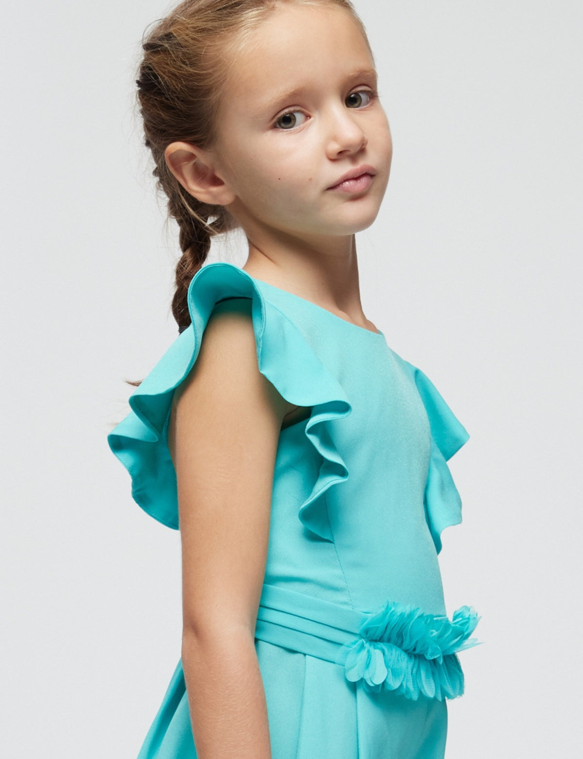 Macacão crepe Azul jade (Turquesa)  para Menina - Mayoral