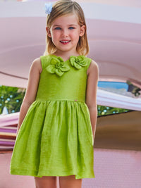 Vestido flores 3d Kiwi (Verde Alface)  para Menina - Mayoral