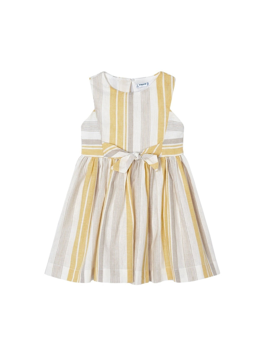 Vestido riscas c/laço Mel (Amarelo Ocre)  para Menina - Mayoral
