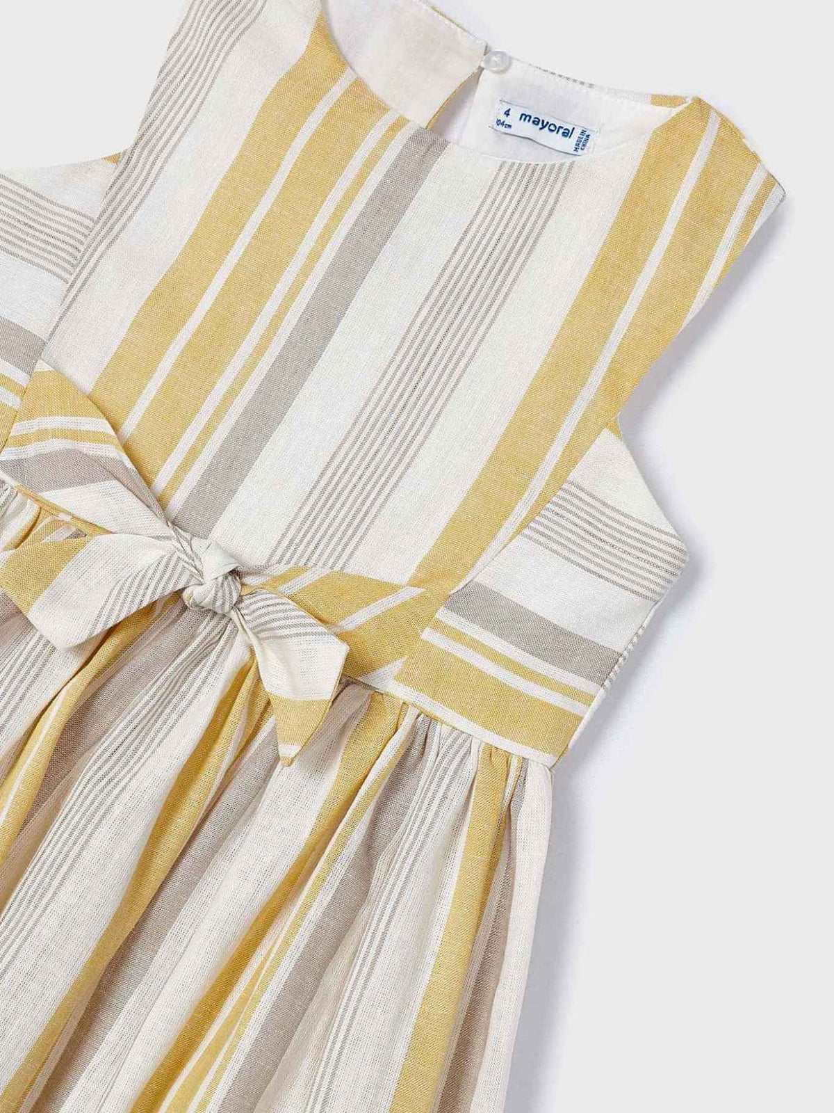 Vestido riscas c/laço Mel (Amarelo Ocre)  para Menina - Mayoral