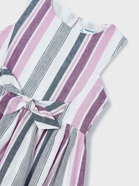 Vestido riscas c/laço Rosa malva (Lilás)  para Menina - Mayoral