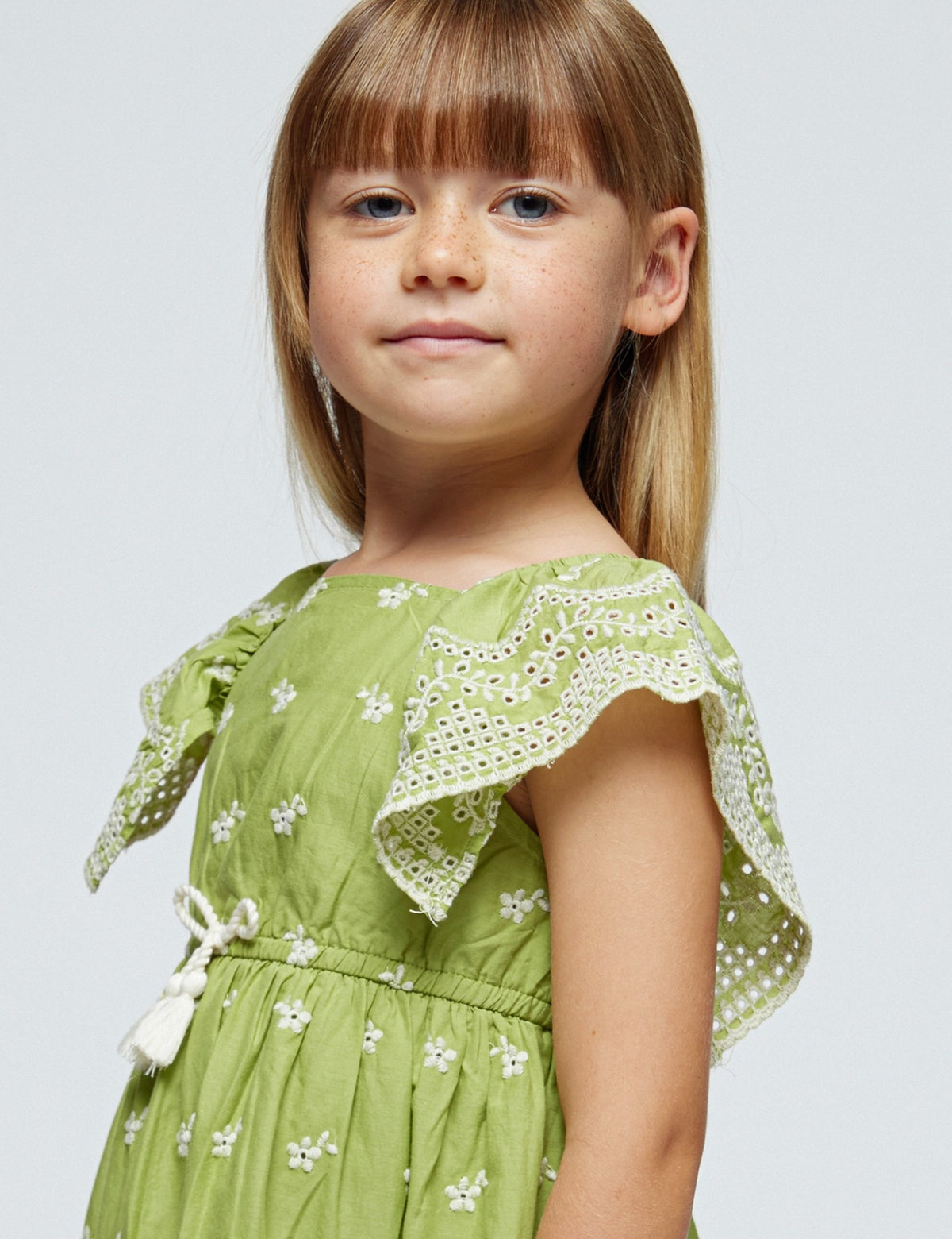 Vestido bordado Maçã (Verde Alface)  para Menina - Mayoral