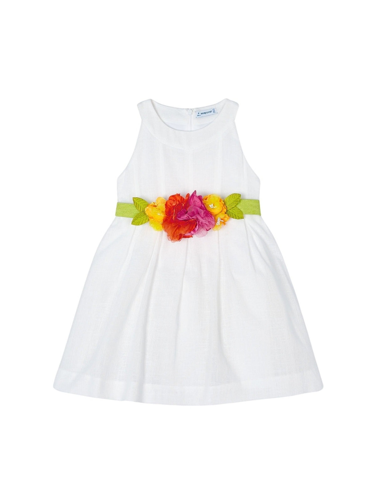 Vestido cinto flores Branco (Branco)  para Menina - Mayoral