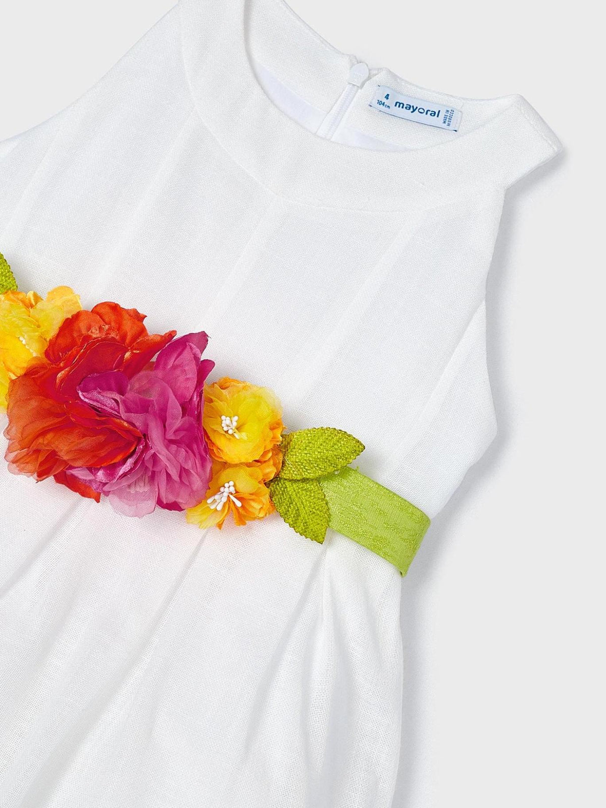 Vestido cinto flores Branco (Branco)  para Menina - Mayoral