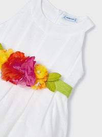 Vestido cinto flores Branco (Branco)  para Menina - Mayoral