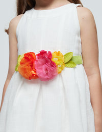 Vestido cinto flores Branco (Branco)  para Menina - Mayoral