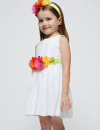 Vestido cinto flores Branco (Branco)  para Menina - Mayoral