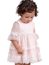 Vestido tule plumeti Blush (Rosa Velho)  para Bebé Menina - Abel & Lula