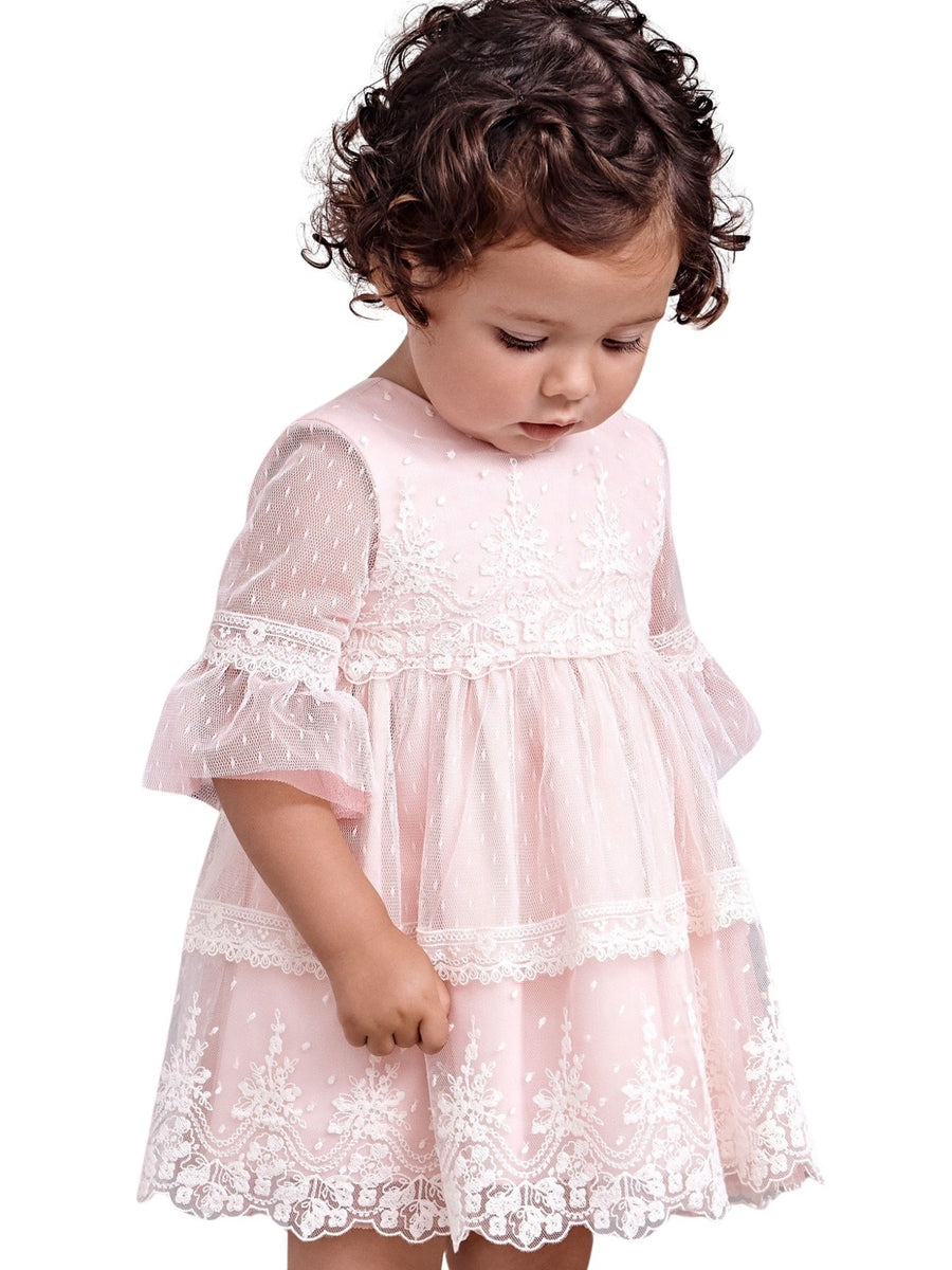Vestido tule plumeti Blush (Rosa Velho)  para Bebé Menina - Abel & Lula