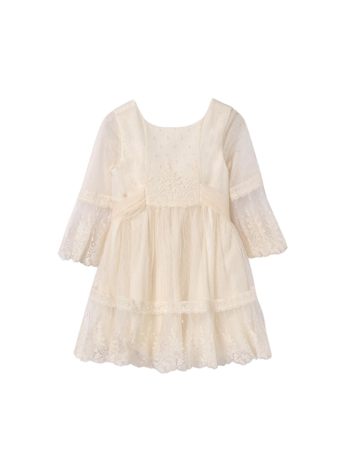 Vestido tule plumeti Crú (Creme / Pérola)  para Menina - Abel & Lula