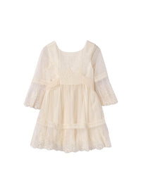 Vestido tule plumeti Crú (Creme / Pérola)  para Menina - Abel & Lula