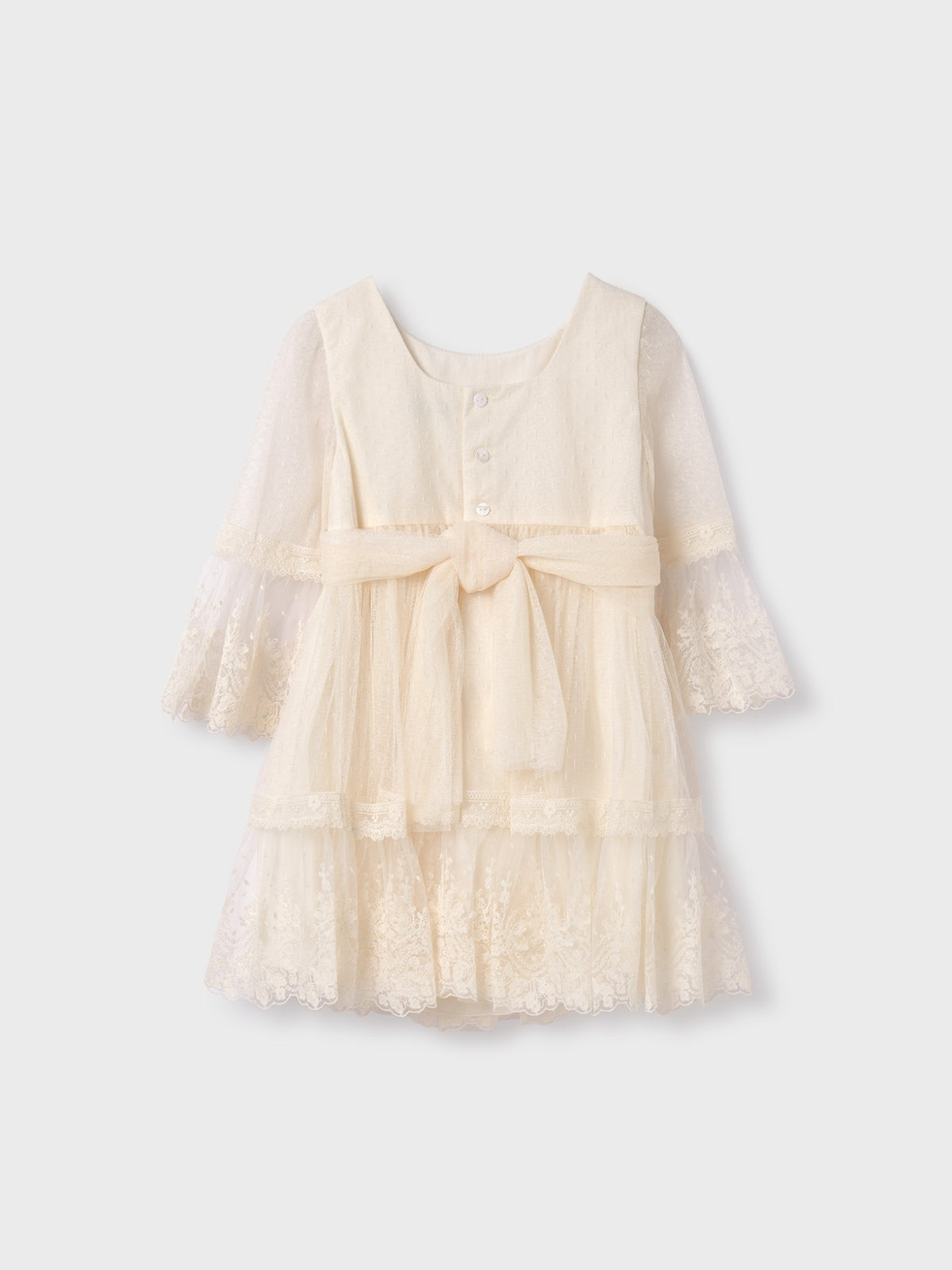 Vestido tule plumeti Crú (Creme / Pérola)  para Menina - Abel & Lula