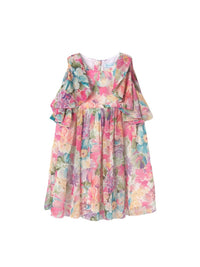 Vestido bambula estampado Salmão (Salmão)  para Menina - Abel & Lula