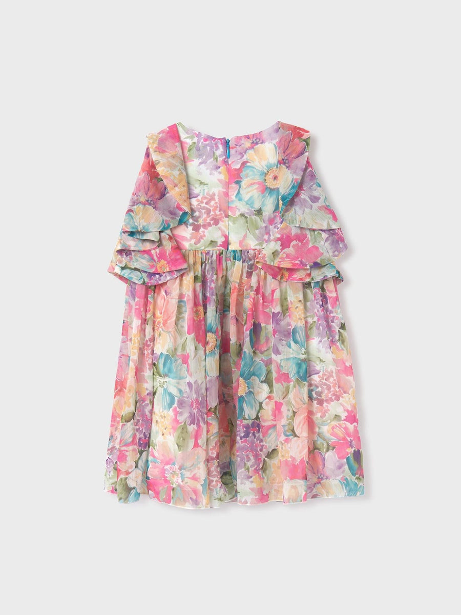 Vestido bambula estampado Salmão (Salmão)  para Menina - Abel & Lula