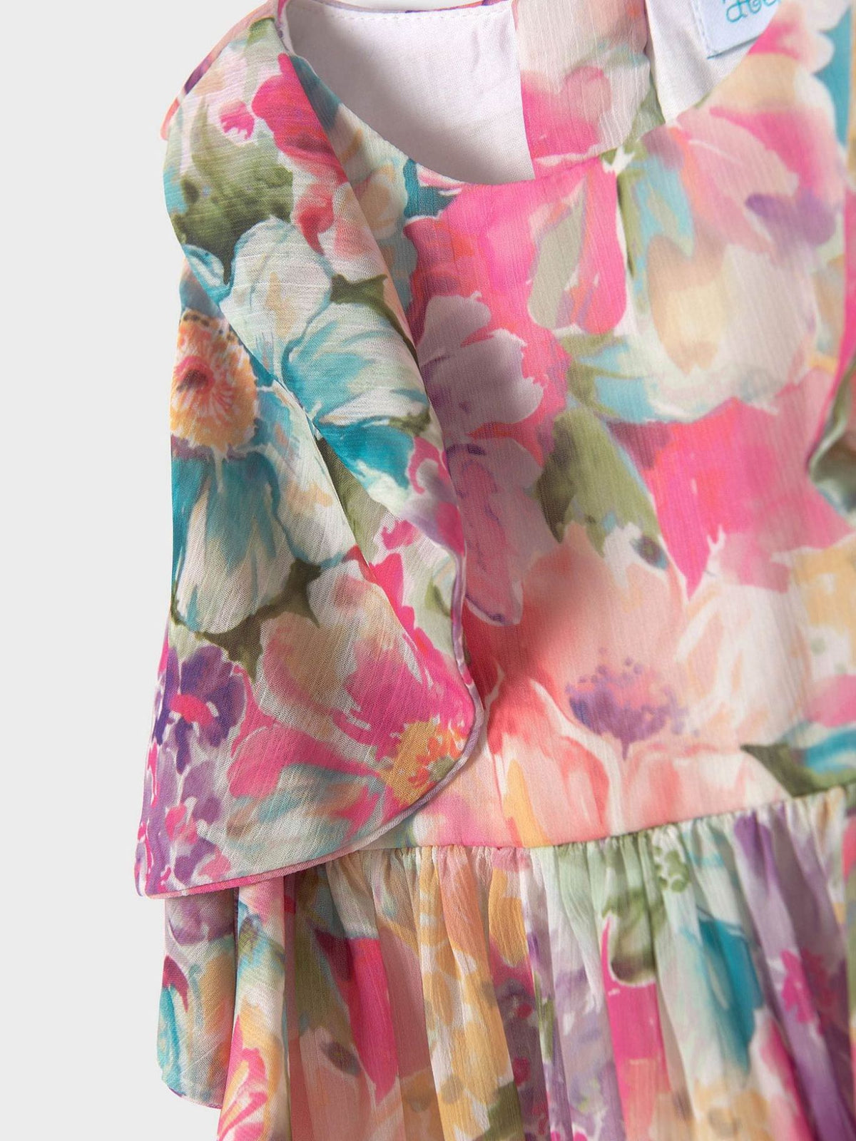 Vestido bambula estampado Salmão (Salmão)  para Menina - Abel & Lula