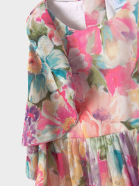 Vestido bambula estampado Salmão (Salmão)  para Menina - Abel & Lula
