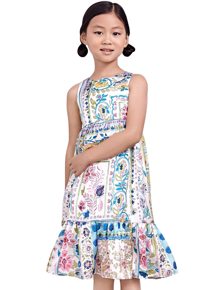 Vestido midi estampado Turquesa (Turquesa)  para Menina - Abel & Lula