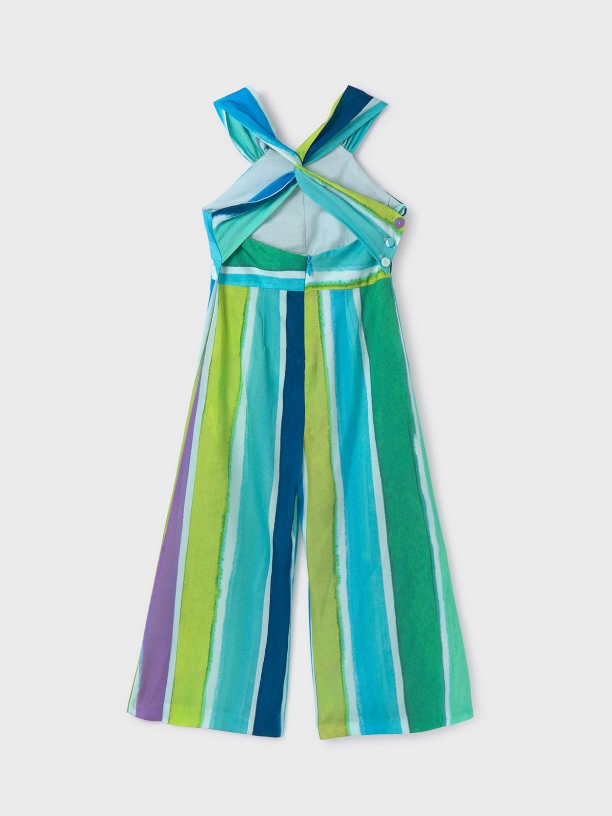 Macacão saten riscas multicor Turquesa (Turquesa)  para Menina - Abel & Lula