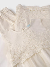 Conj. calça tule jacquard Crú (Creme / Pérola)  para Menina - Abel & Lula