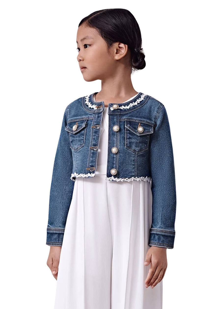 Blusão denim aplicações  (Ganga)  para Menina - Abel & Lula