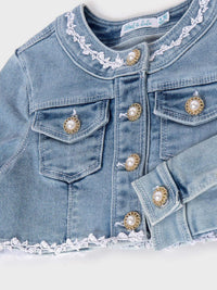 Blusão denim aplicações Bleached (Ganga c/ Lavagem)  para Menina - Abel & Lula