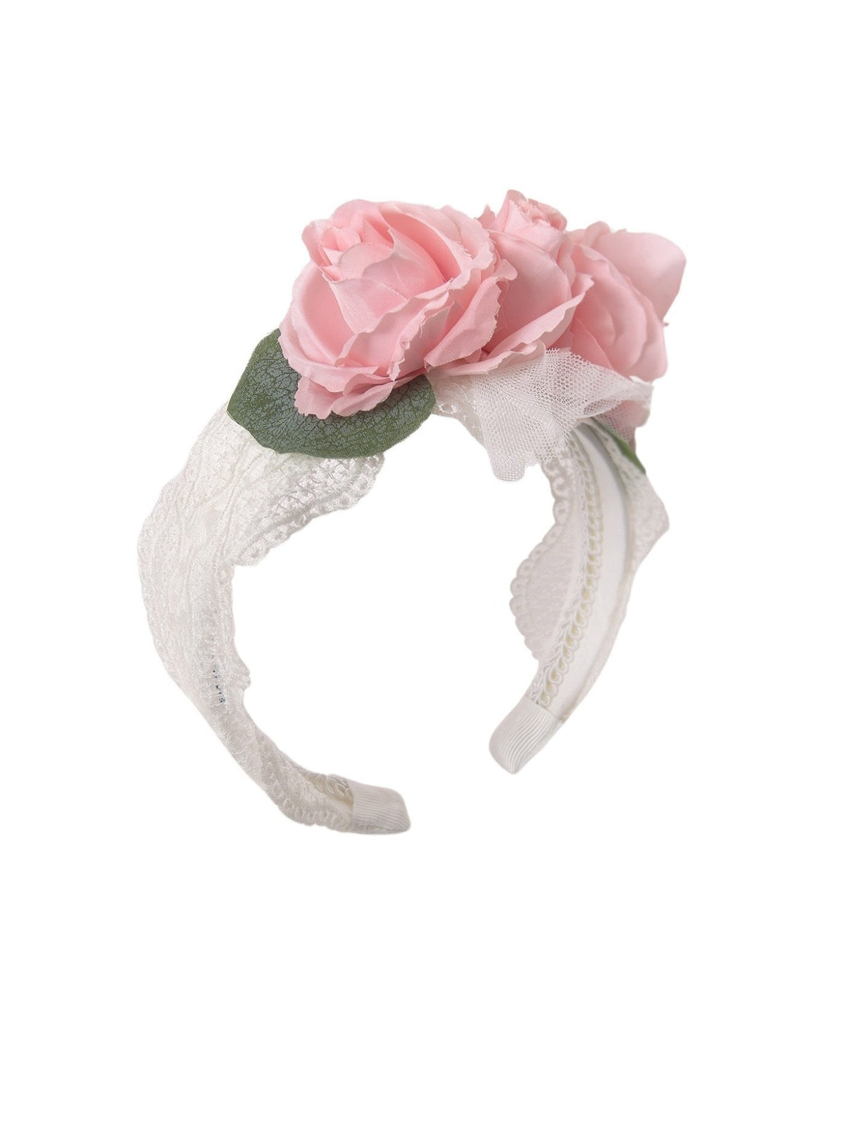 Bandolete flor tule bordada Nata (Creme / Pérola)  para Menina - Abel & Lula