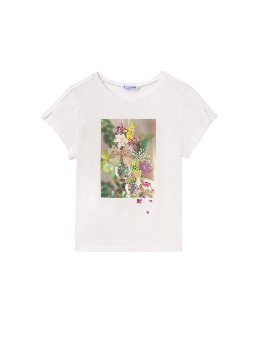 Camiseta m/curta foto Crú (Creme / Pérola)  para Menina - Mayoral