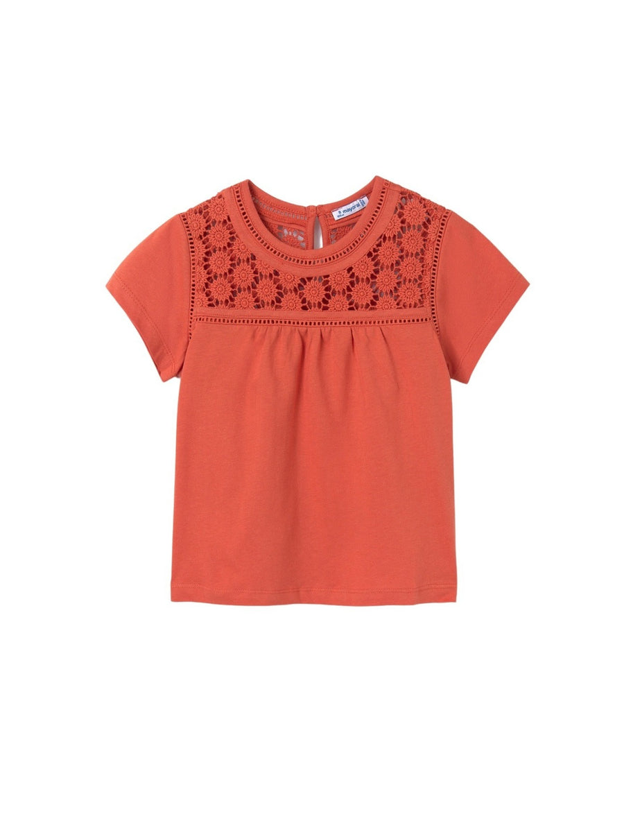 T´shirt combinada guipur Cabaça (Tijolo)  para Menina - Mayoral