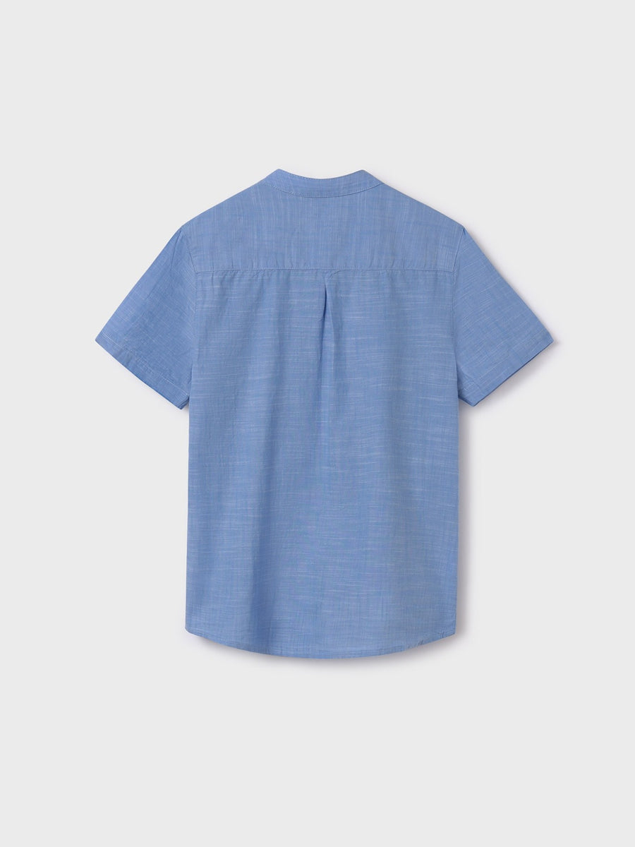 Camisa m/curta gola mao Celeste (Celeste)  para Menino - Mayoral