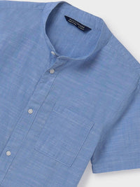 Camisa m/curta gola mao Celeste (Celeste)  para Menino - Mayoral