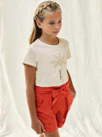 Calção falso linho Telha (Tijolo)  para Menina - Mayoral