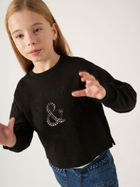 Sweat-shirt Preto (Preto)  para Menina - Mayoral