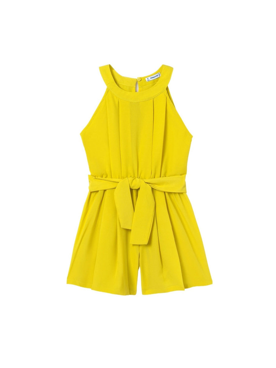 Macacão curto crepe Pistacho (Amarelo Ocre)  para Menina - Mayoral