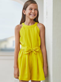 Macacão curto crepe Pistacho (Amarelo Ocre)  para Menina - Mayoral