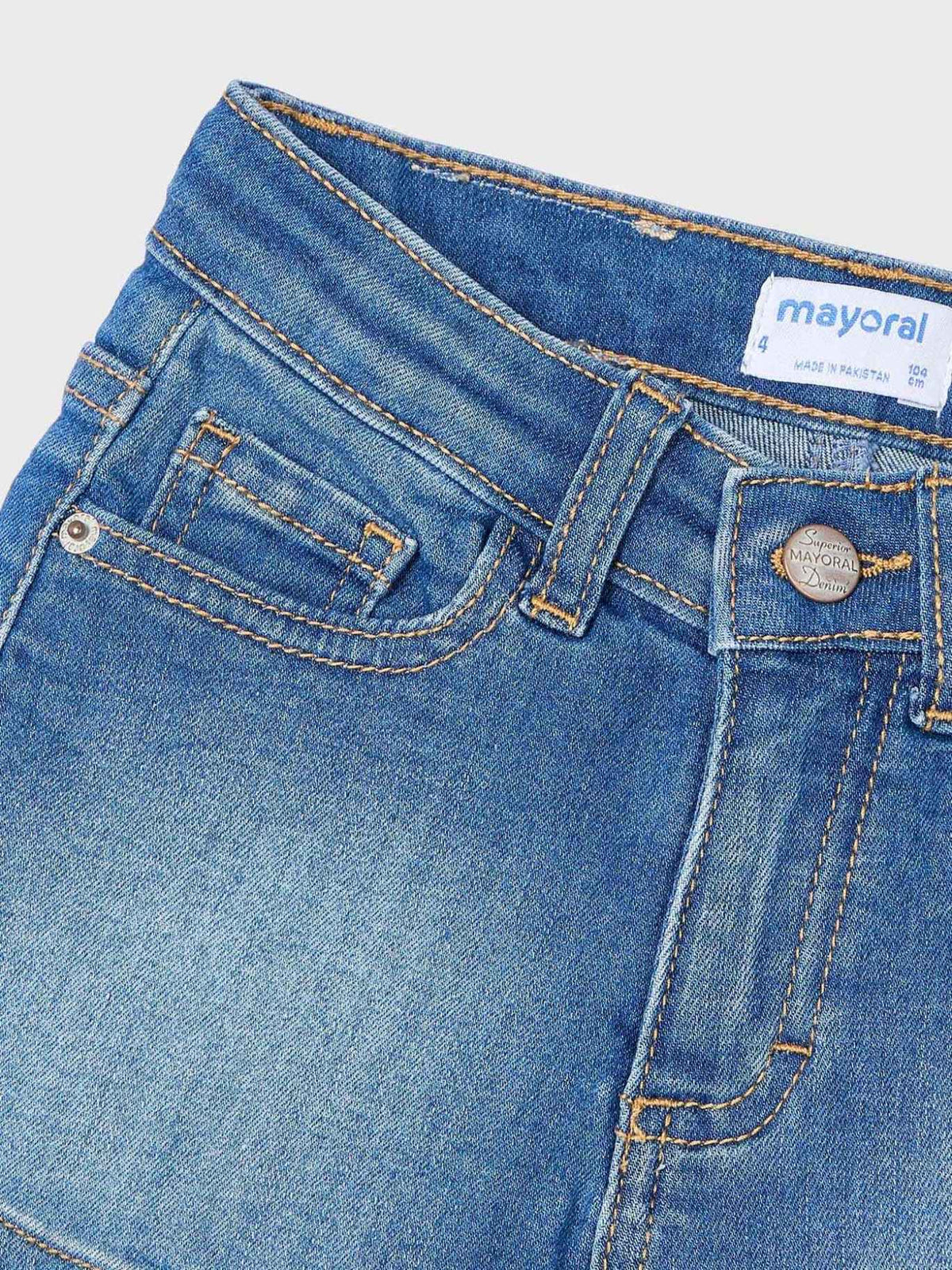 Short ganga básico Base (Ganga c/ Lavagem)  para Menina - Mayoral