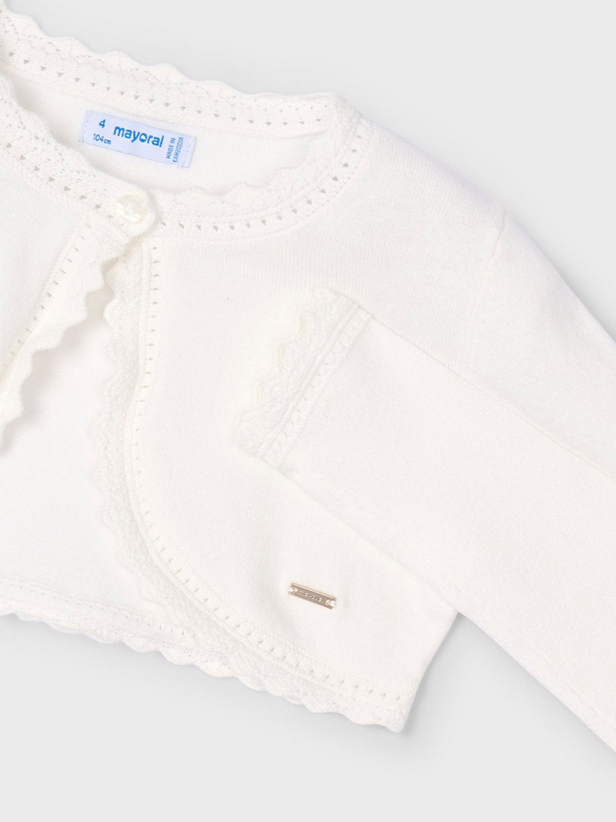 Casaco bolero tricô básico Crú (Creme / Pérola)  para Menina - Mayoral
