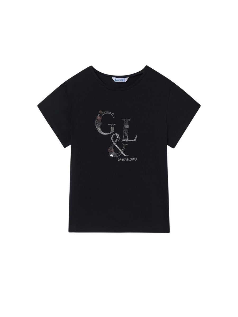 Camiseta básica Preto (Preto)  para Menina - Mayoral