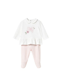 Conj.polaina Flor (Rosa Bébé)  para Bebé Menina - Mayoral