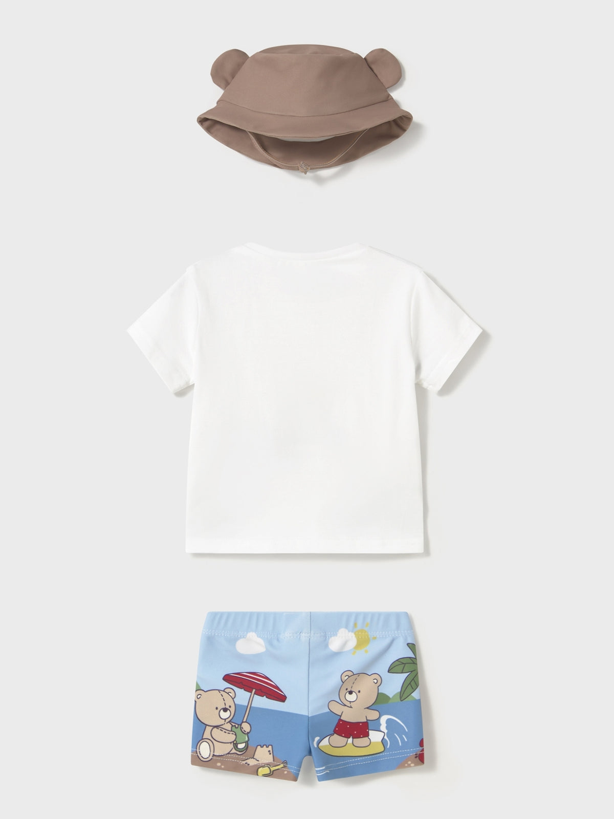Conj. banho c/ gorro Ursos (Castanho Claro)  para Bebé Menino - Mayoral