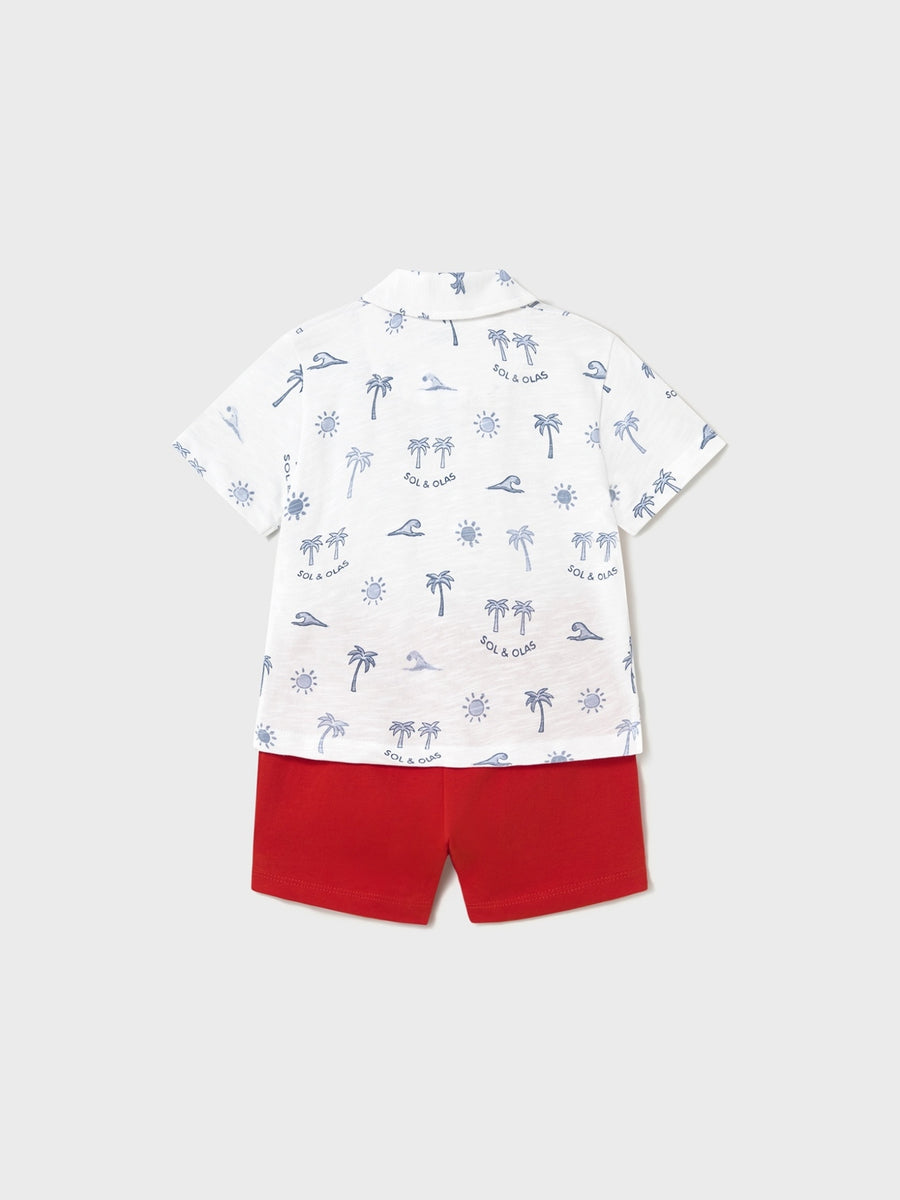 Conj. malha polo estampado Vermelho (Vermelho)  para Bebé Menino - Mayoral