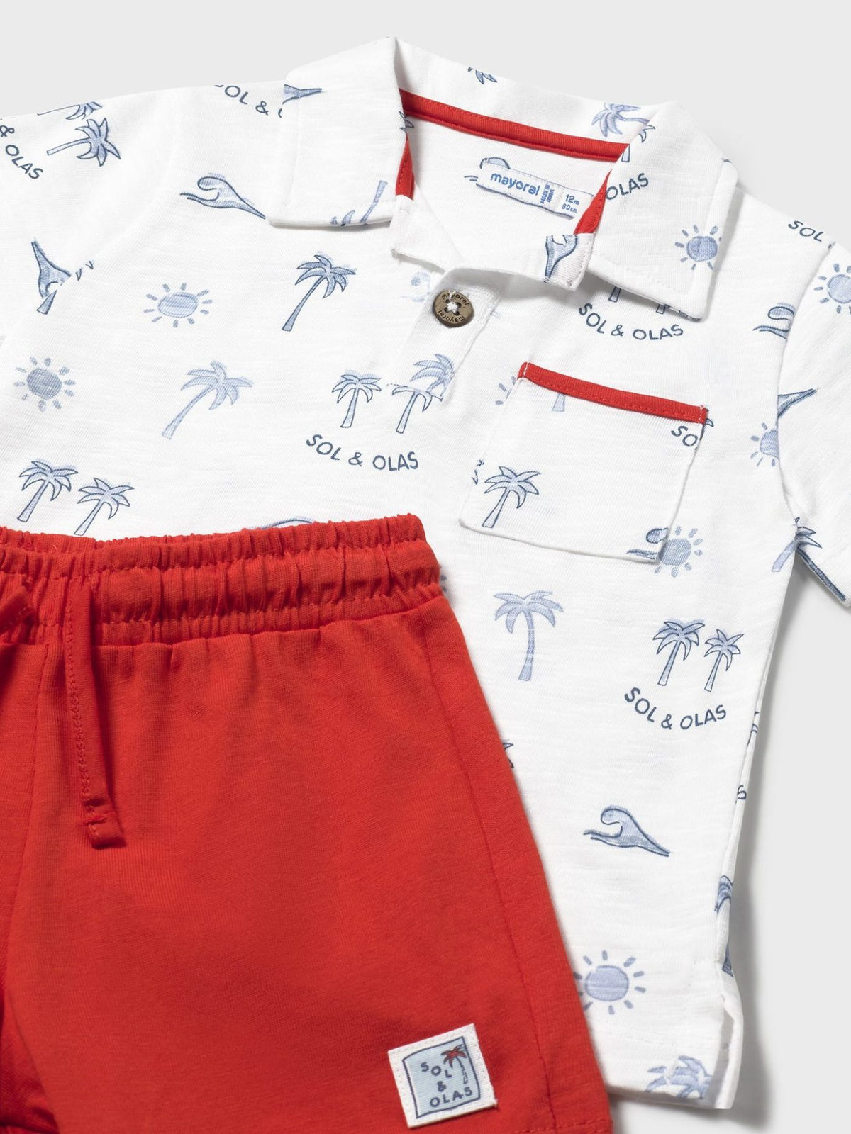 Conj. malha polo estampado Vermelho (Vermelho)  para Bebé Menino - Mayoral