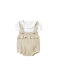 Conj. jardineira tricot Pedra (Bege)  para Bebé Menina - Mayoral