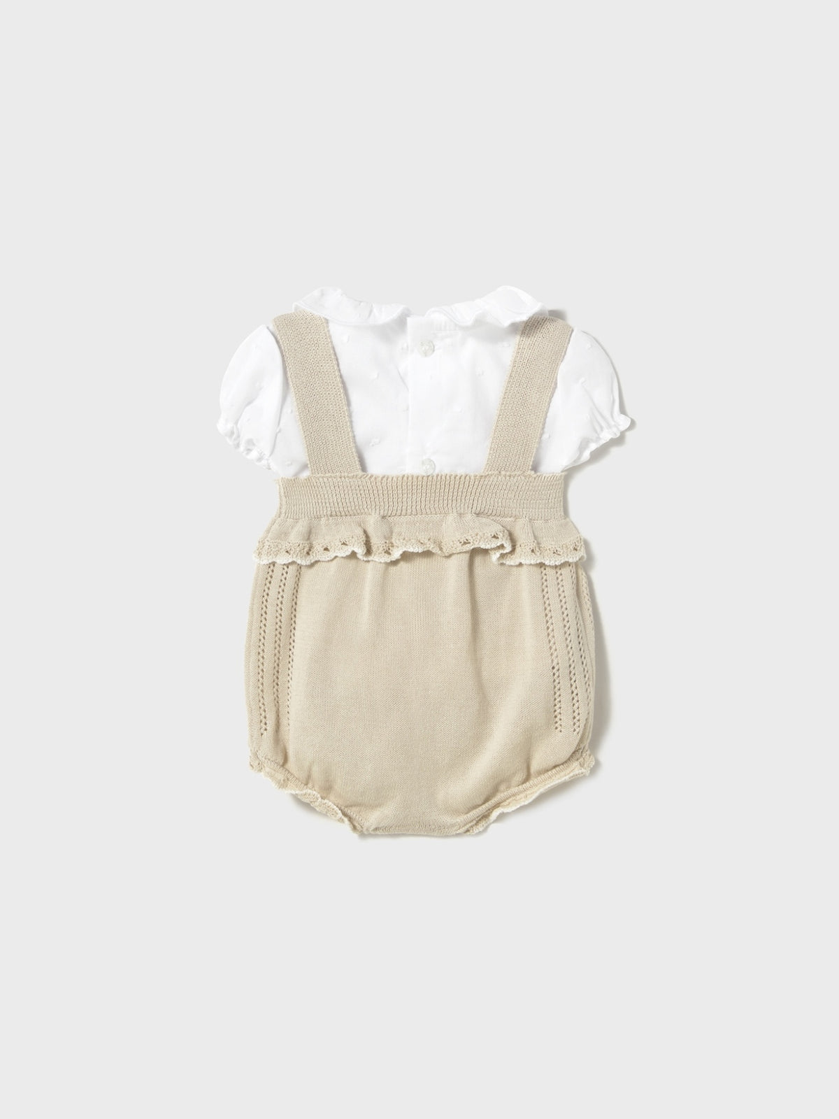Conj. jardineira tricot Pedra (Bege)  para Bebé Menina - Mayoral