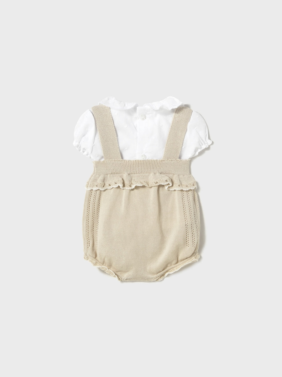 Conj. jardineira tricot Pedra (Bege)  para Bebé Menina - Mayoral