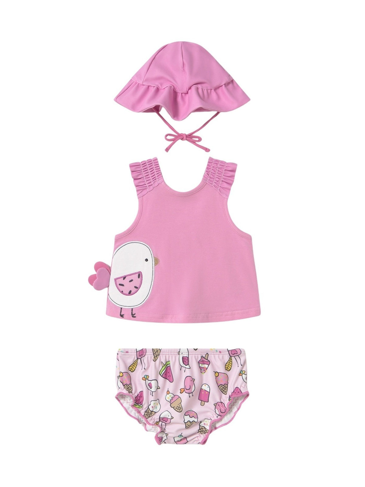 Conj. banho gorro Chicle (Rosa)  para Bebé Menina - Mayoral