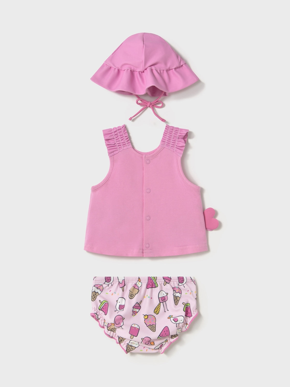 Conj. banho gorro Chicle (Rosa)  para Bebé Menina - Mayoral