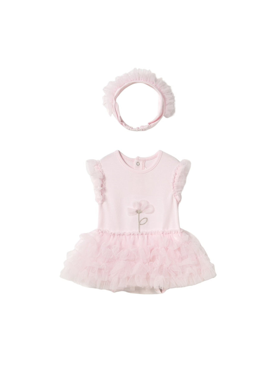 Body tutu c/ bandolete Flor (Rosa Bébé)  para Bebé Menina - Mayoral